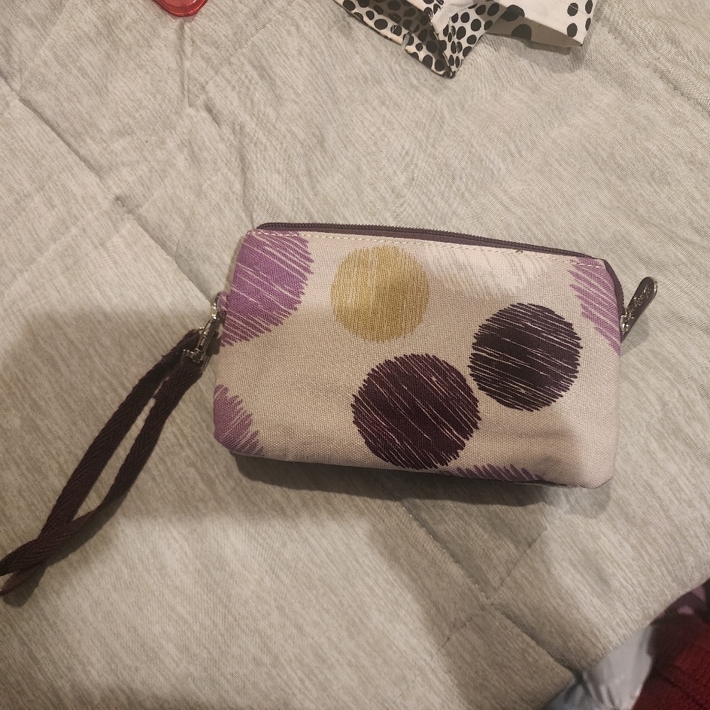 Thirty One Purple Polka Dot Easy Going Wristlet